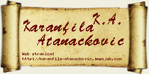 Karanfila Atanacković vizit kartica